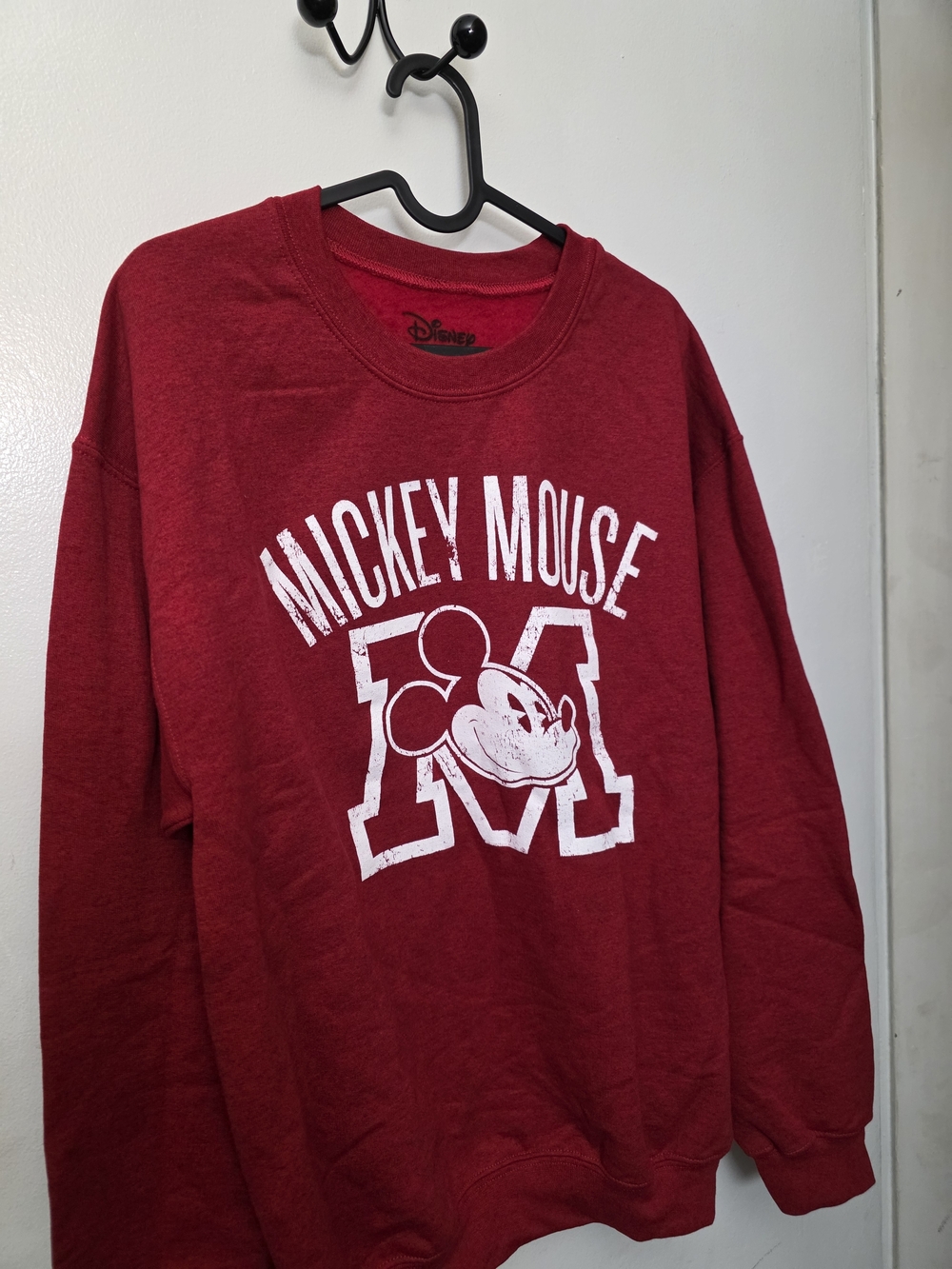Disney Red Crewneck Sweatshirt with Black Logo Print